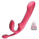 Built-in type, clitoris and anus three-in-one wireless remote-controlled telescopic vibrator