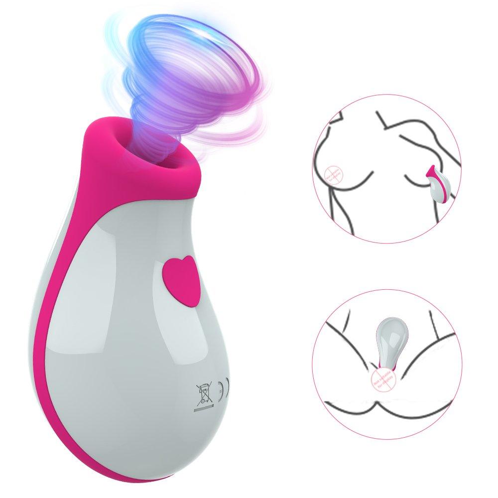 Clitoris and nipple vibrator massager shown in front view with compact shape