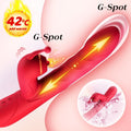 Pink G-spot patting and clitoral stimulator displayed on white background