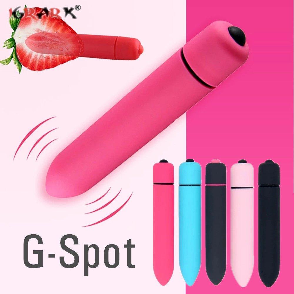 Bullet vibrator displayed with smooth silicone surface and rounded tip