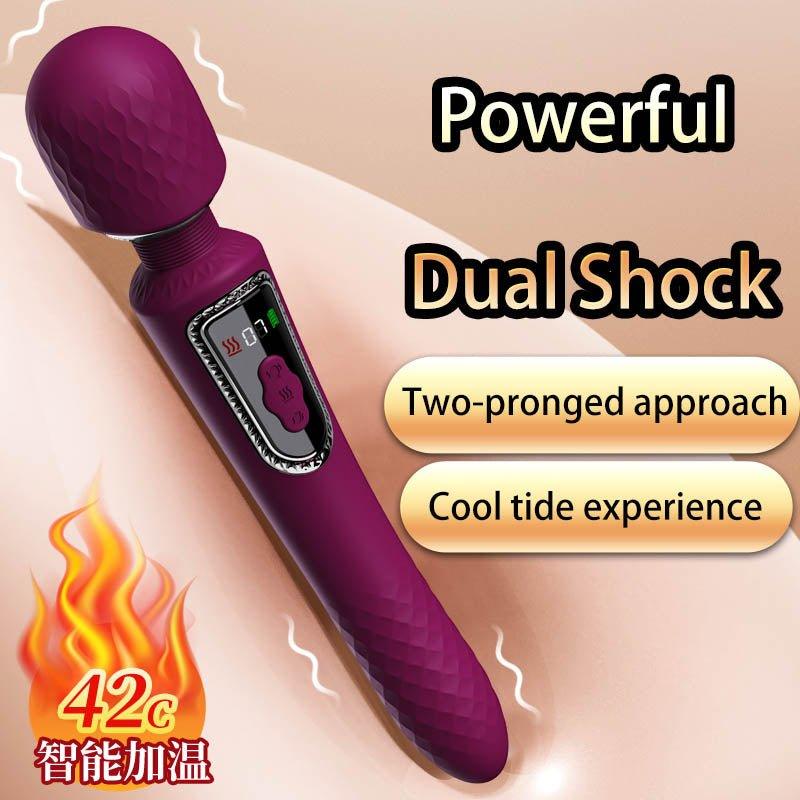 Wand massager with dual vibrating heads and soft silicone body