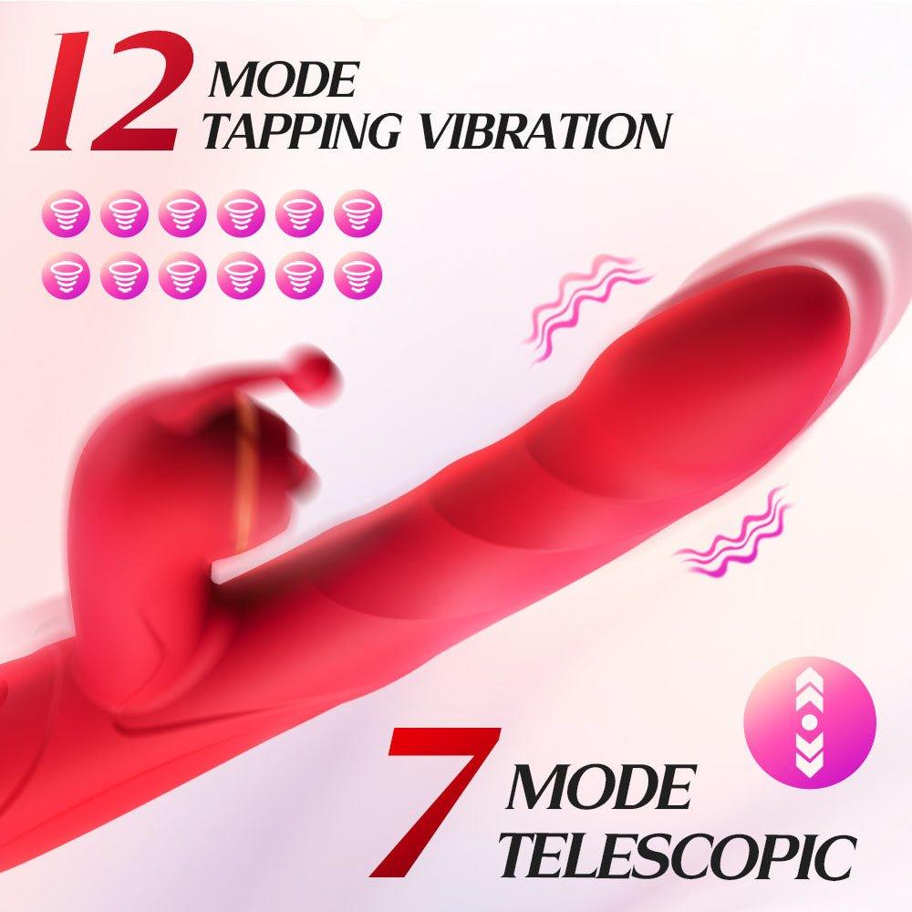 Pink G-spot patting and clitoral stimulator displayed on white background