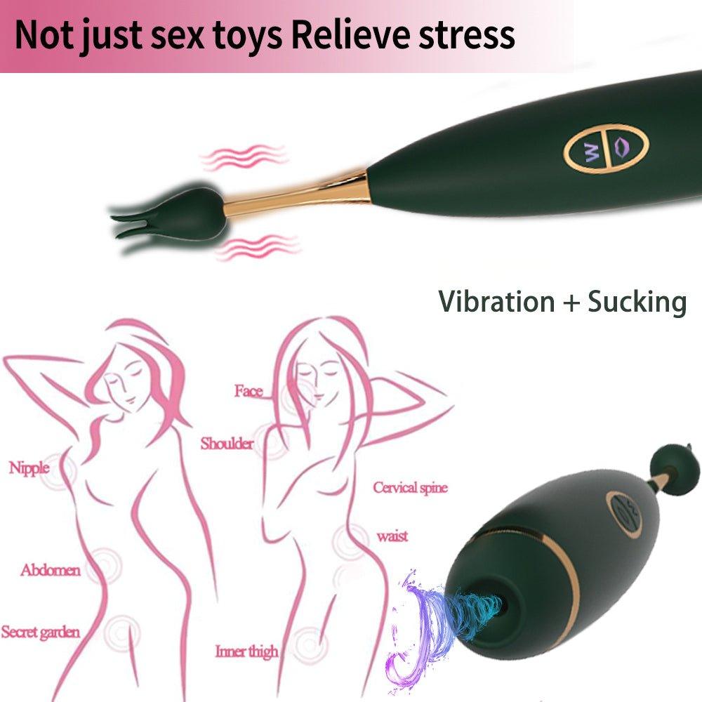 Seductiva dual stimulator massager with ergonomic handle and control buttons
