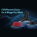Silicone cock ring set showing thickness and rounded edges