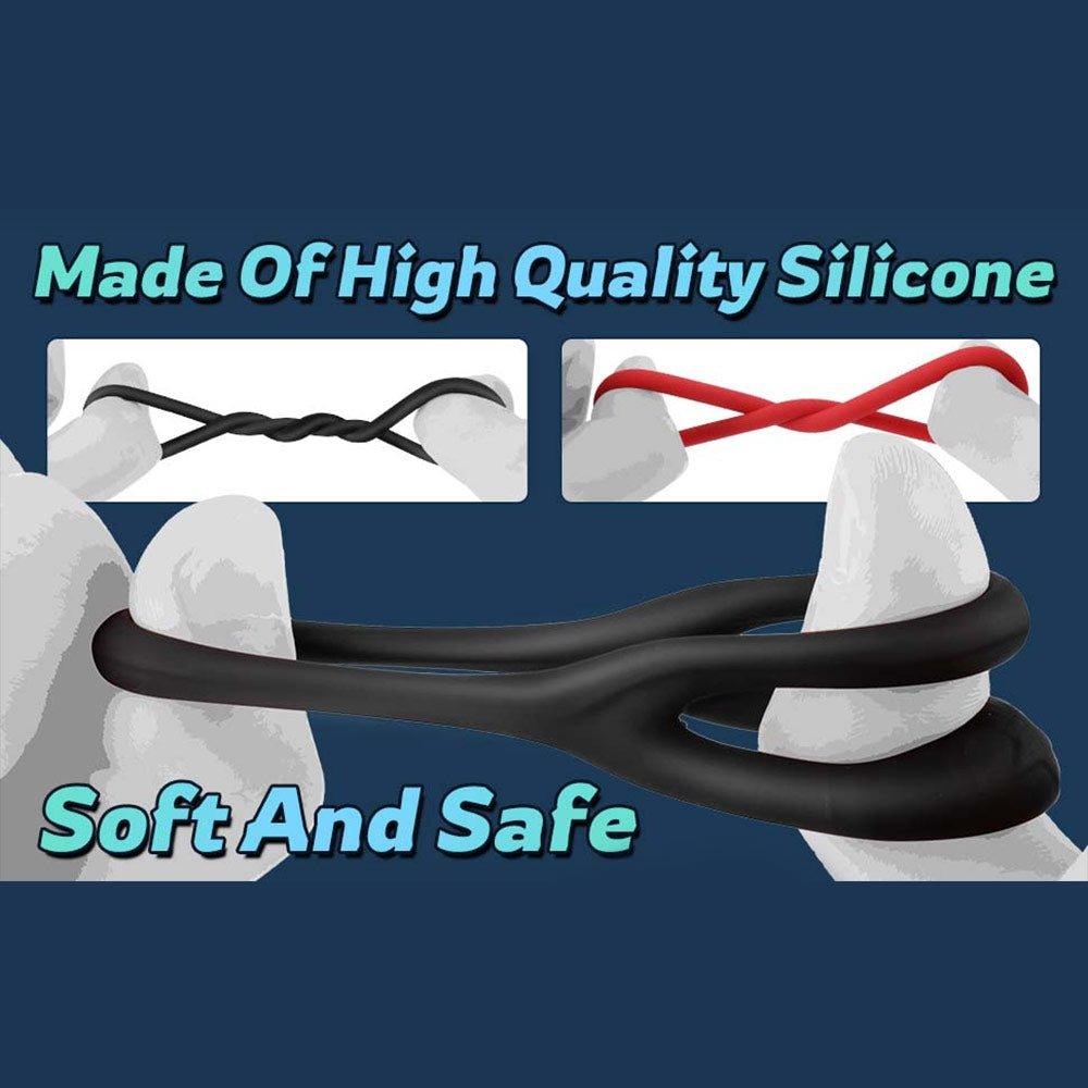 Durable stretchy penis rings shown in assorted diameters