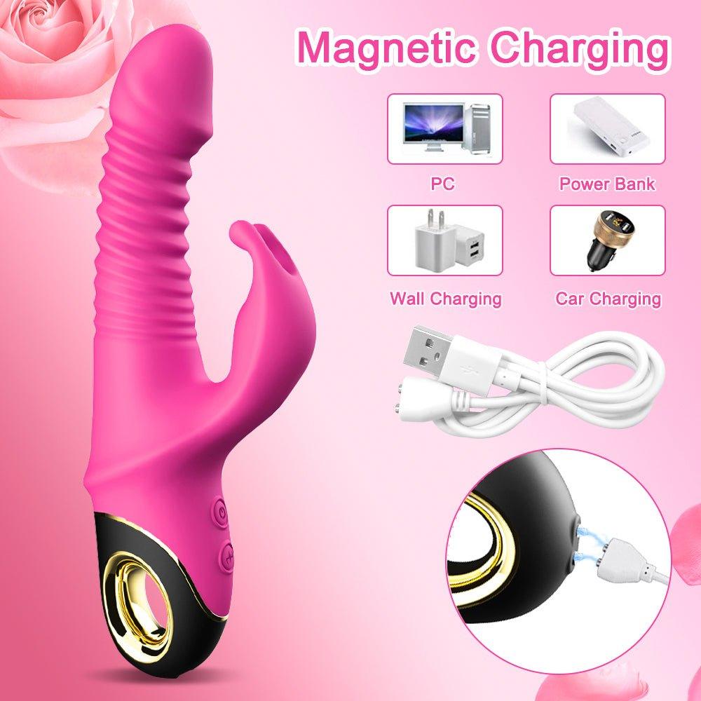 Rabbit Vibrator Automatic Telescopic Rotation G-Spot Clitoris Stimulator - Seductiva