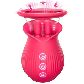 Detachable clitoral and nipple suckers with 3-in-1 vibrating function displayed