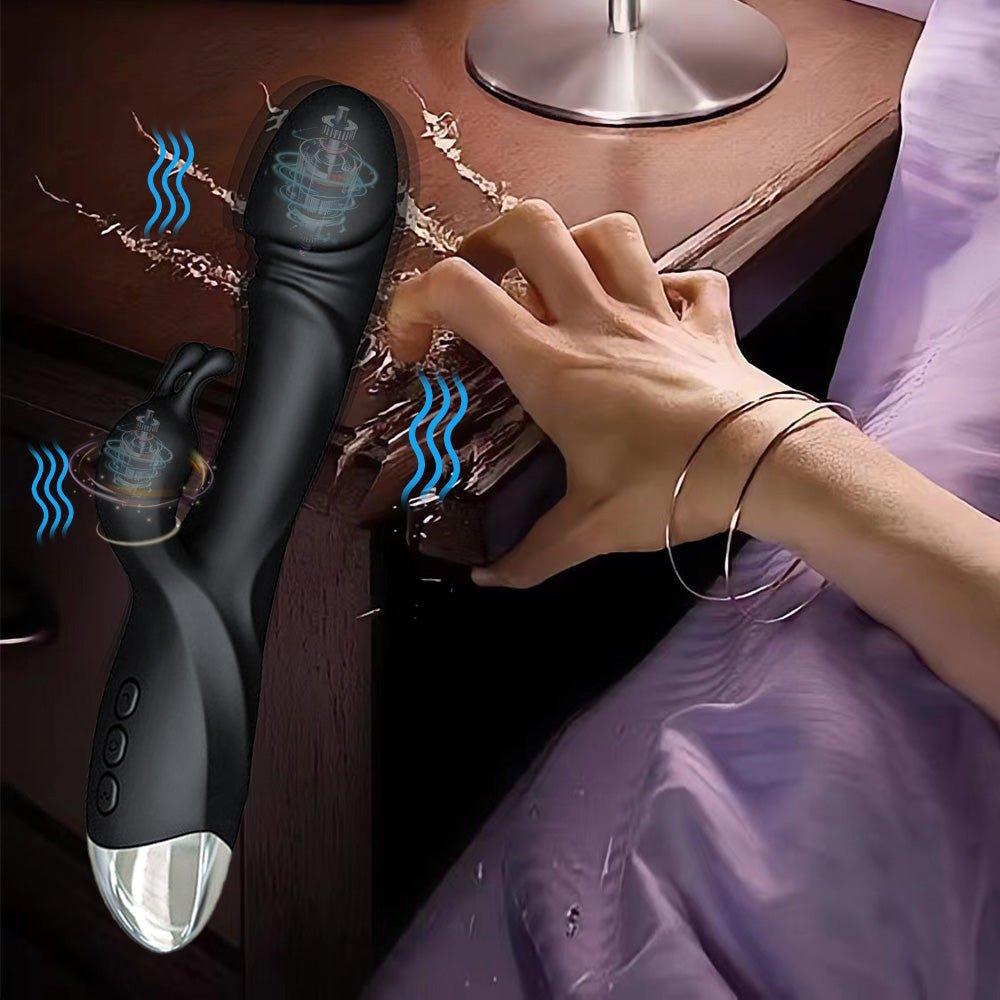 Vibrator displayed from angled top view with full ergonomic shape
