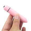 Compact bullet vibrator displayed with ergonomic cylindrical body