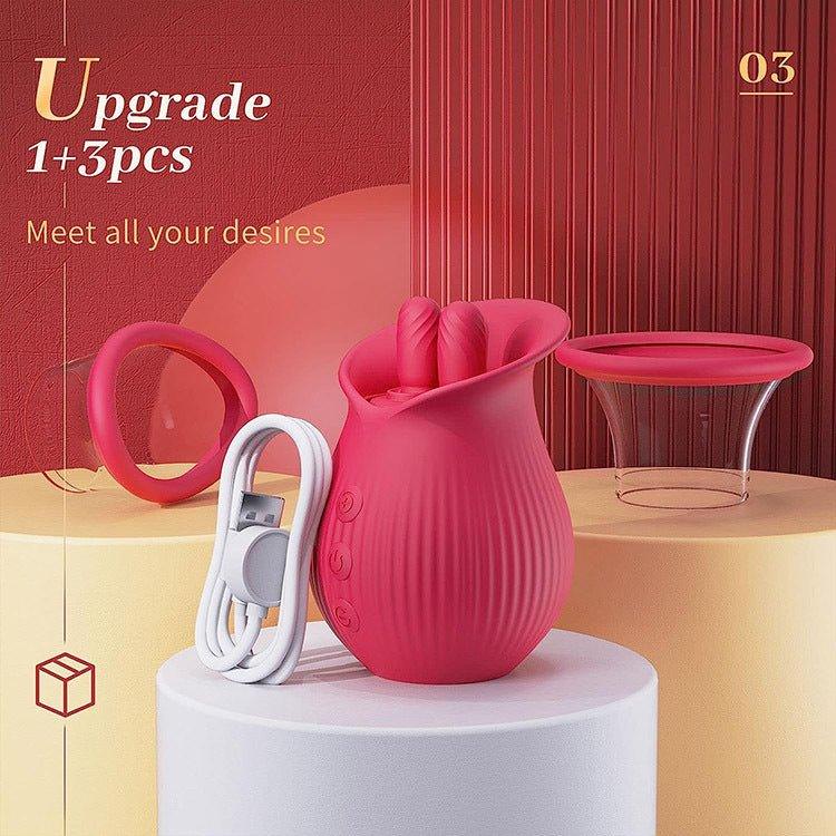 Vibrating nipple and clitoral suckers showing soft silicone design