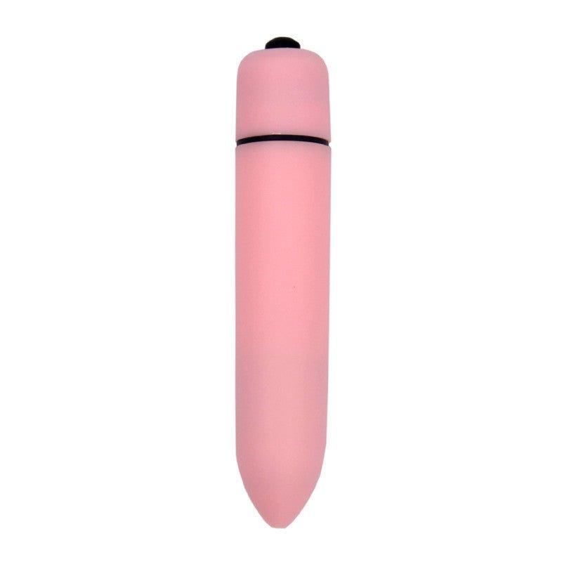Mini bullet vibrator shown in front view with slim compact design