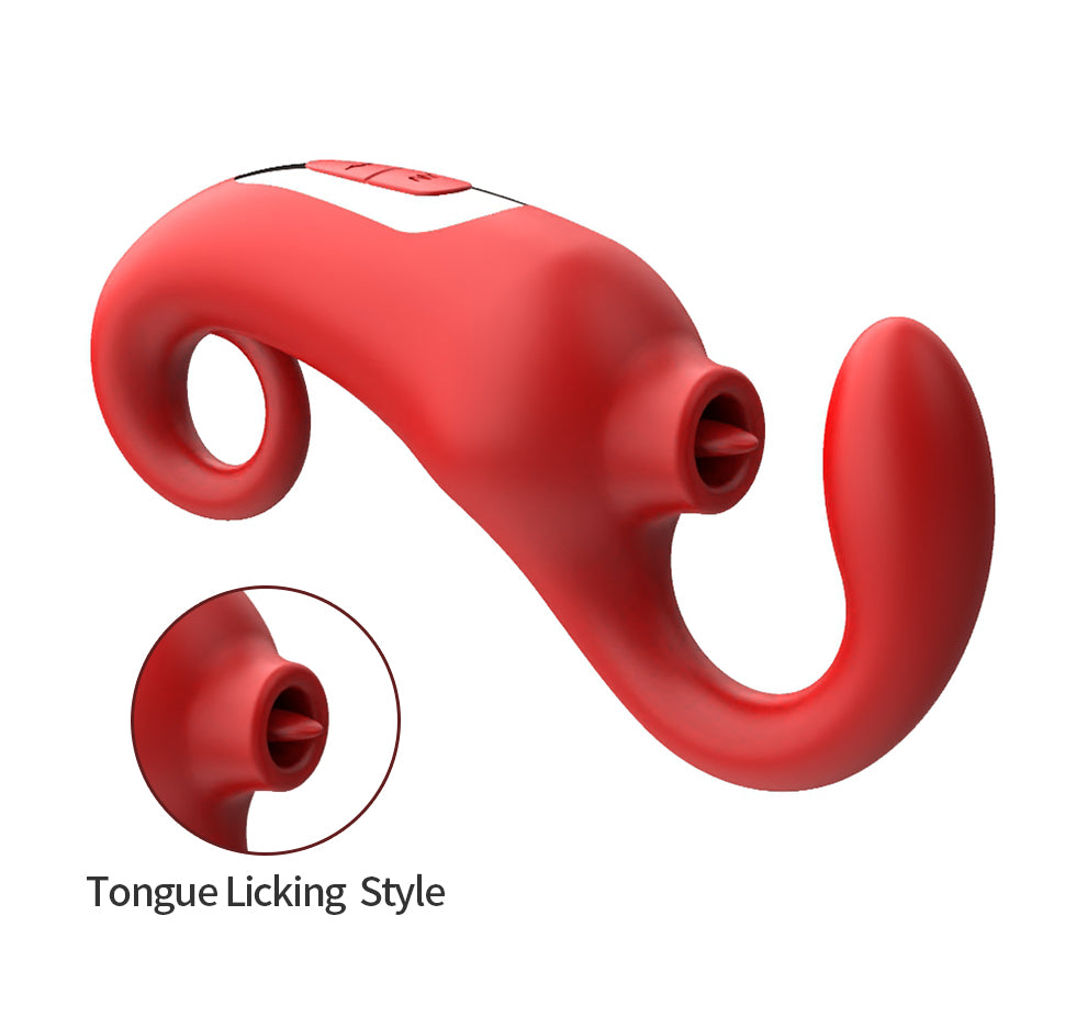 Suck, lick the tongue and pat the orgasm vibrator