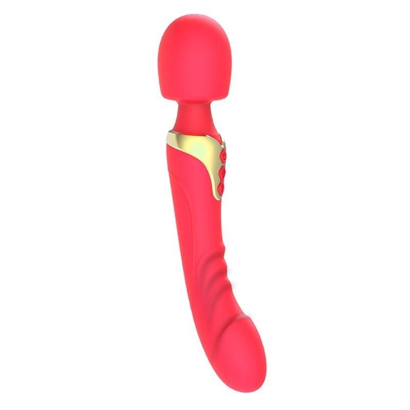 Double head dildo vibrator displayed in multiple angles showing flexible dual tips.