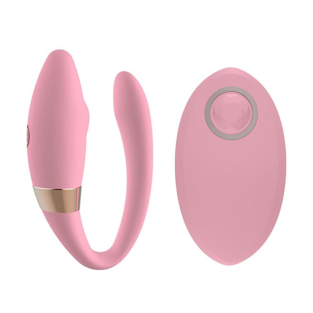Wireless remote control vibrator in pink silicone with curved design