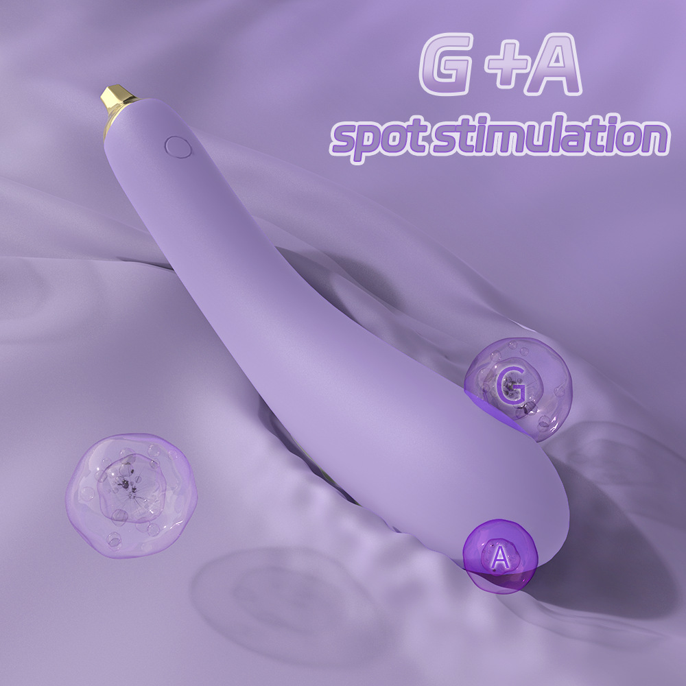 G + A spot stimulation vibrating stick — curved eggplant-style vibrator for targeted G-spot and A-spot stimulation (feature image)