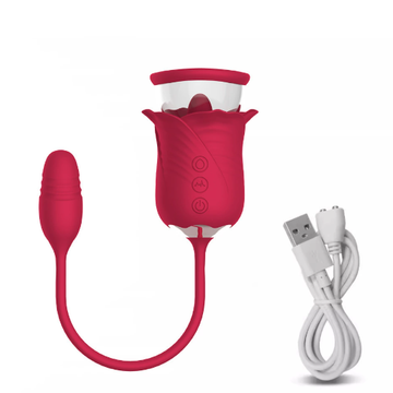 Rose sucking telescopic vibrator