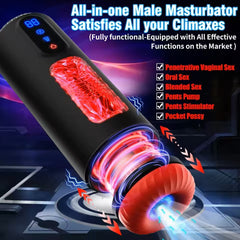 Vibrating and Thrusting Modes Men Masturbators with LCD Display