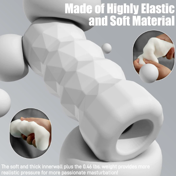 Highly elastic soft material airplane cup — flexible soft sleeve being squeezed (material feature poster)