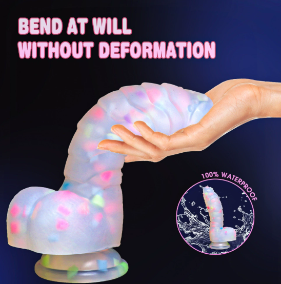 A caterpillar-shaped, colorful fluorescence dildos