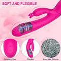Rabbit vibrator displayed flat showing clitoral arm and shaft