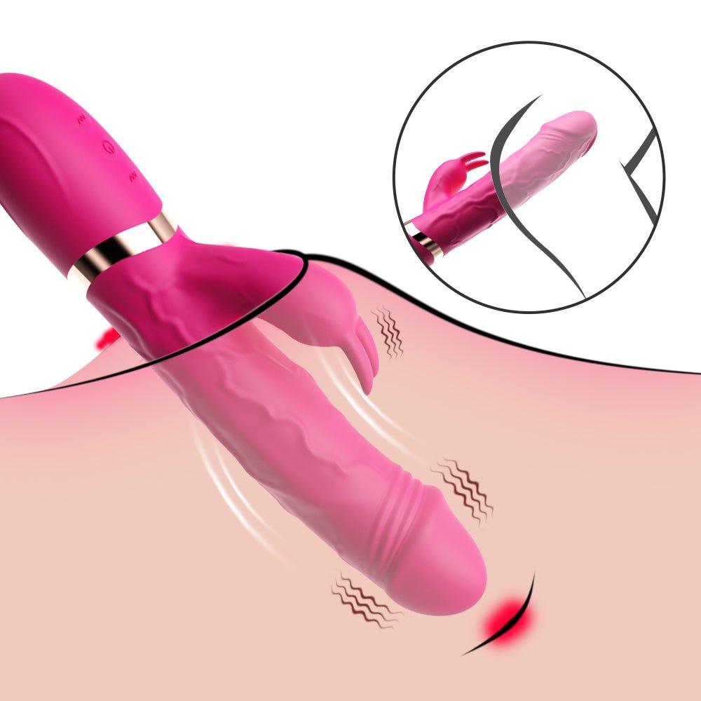 Pink rabbit vibrator with soft silicone clitoral arm