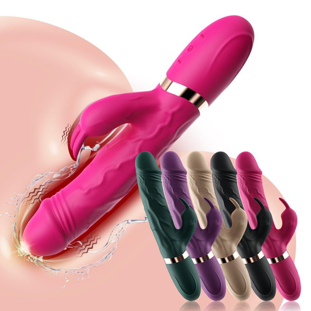 Dual-stimulation rabbit vibrator with ergonomic silicone shape