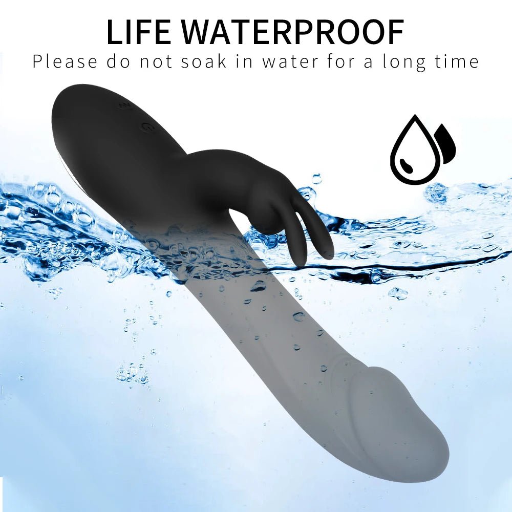 Water-resistant handheld massager shown with splash-effect design.