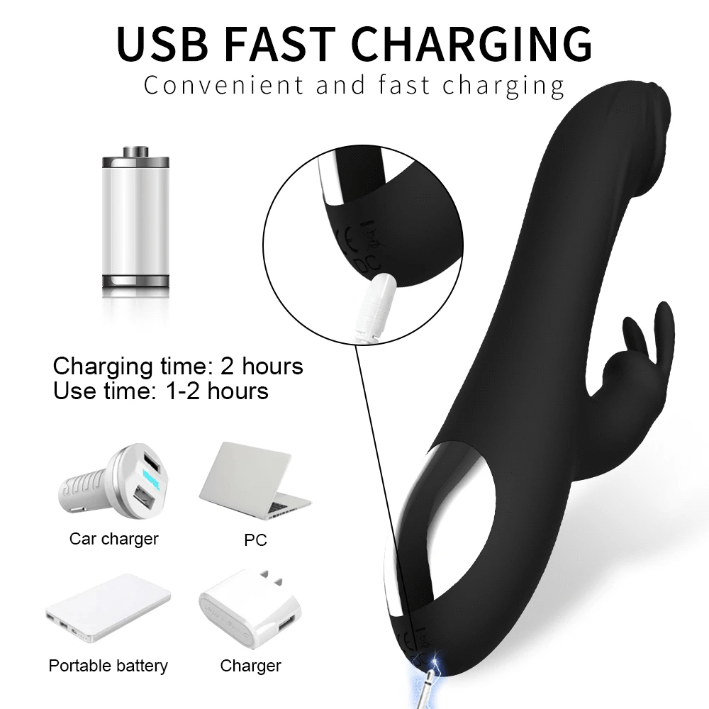 Multi-mode massager presented with soft silicone finish and ergonomic shape.