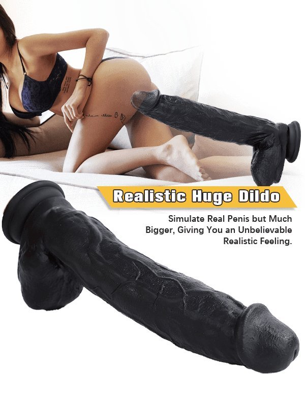Seductiva giant dildo highlighting smooth silicone finish and firm structure