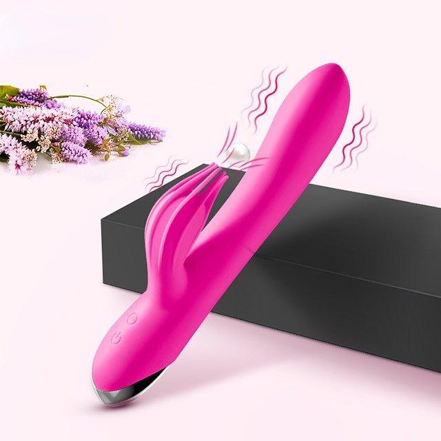 AV massage wand shown flat with detailed handle and motor housing