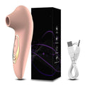 Clitoral vibrator displayed with complete product layout and accessories