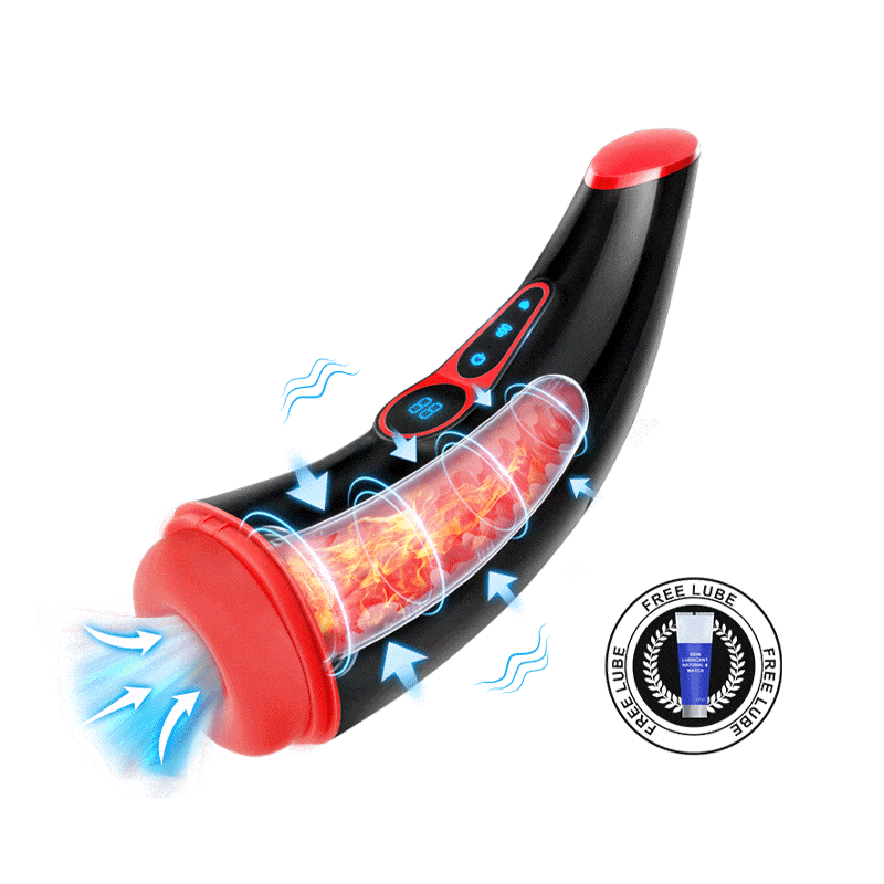 Animated view of MoonHorn sucking and vibrating heating male masturbator