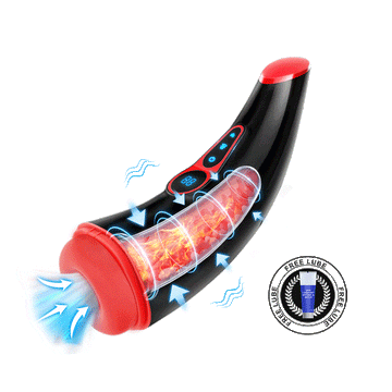 Animated view of MoonHorn sucking and vibrating heating male masturbator