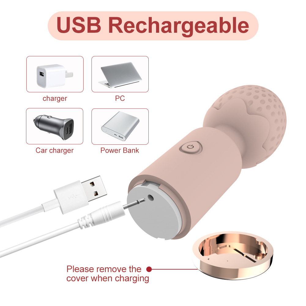 USB rechargeable mini strawberry vibrator — charging cable / recharge feature image