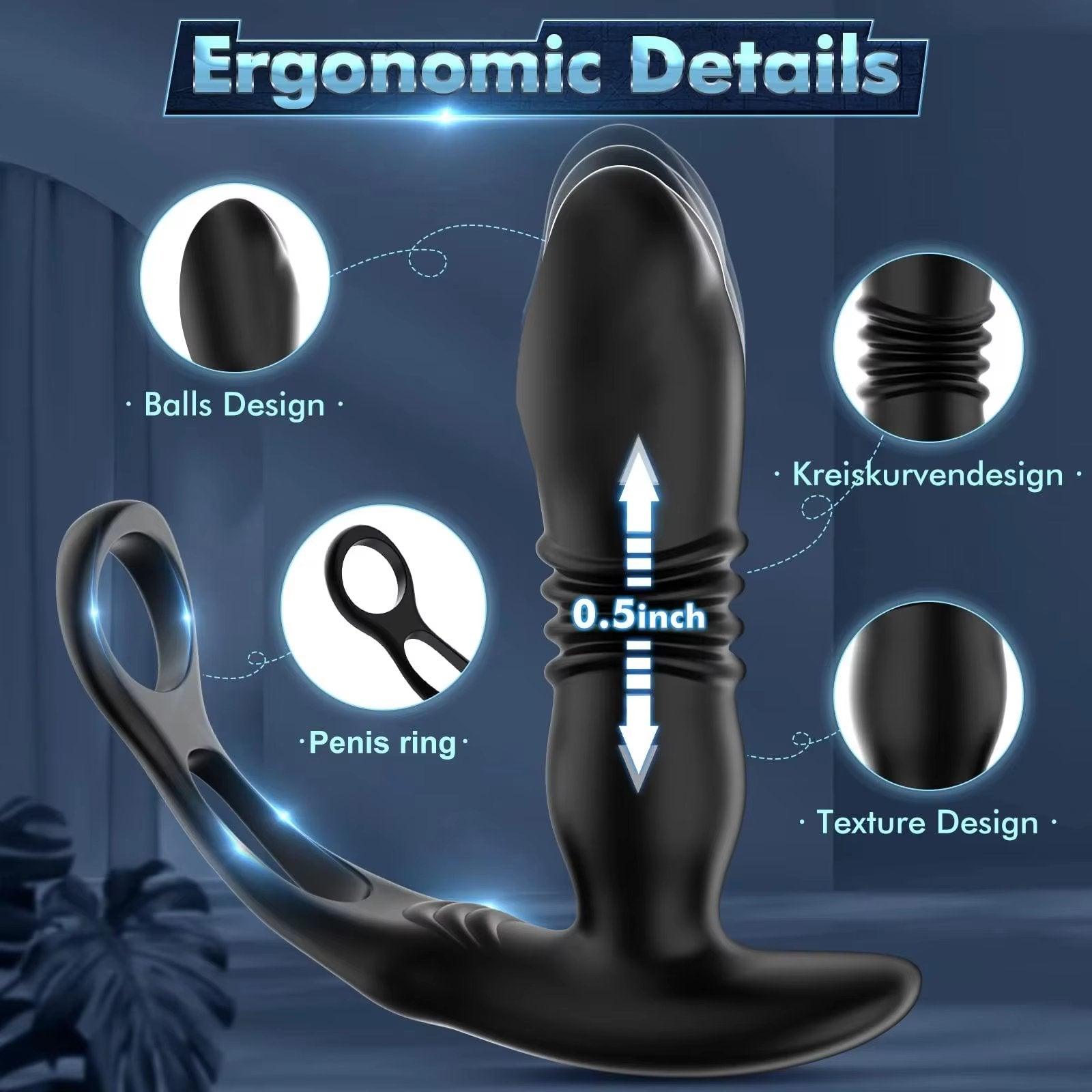 Waterproof prostate massager splashing in water to illustrate water-resistant design.
