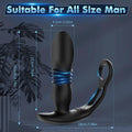 USB-rechargeable prostate massager displayed with charging cable and silicone body.