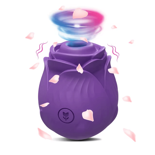 Rose-sucking clitoral and nipple massager vibrator in pink design