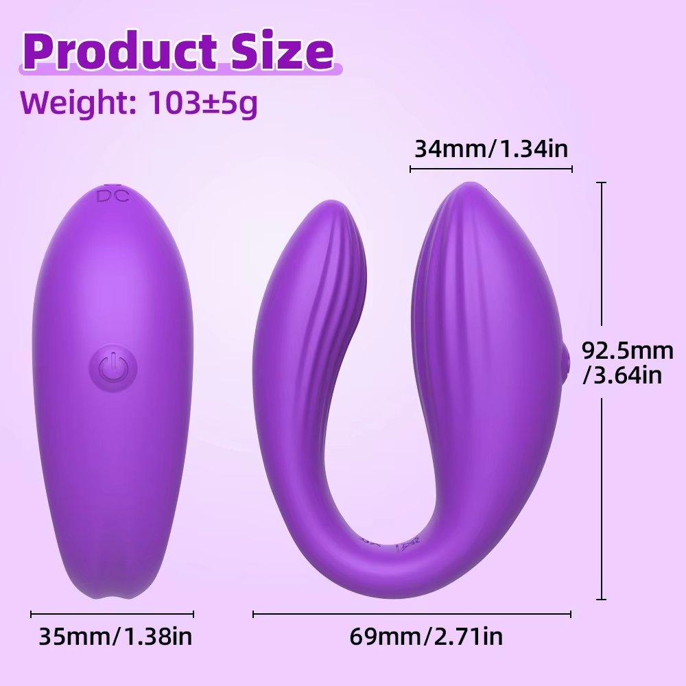 Pink app vibrator highlighting curved design for internal and external play