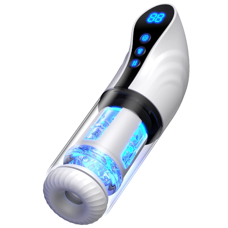 Diagram showing product dimensions and structure of automatic masturbator