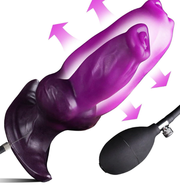 Inflatable Dildo Dog Knot Dildo, 1.5" to 2.5" Expanding Fantasy Monster Realistic Dildos for Anal Prostate Training Dilator, Huge  dog Dildos with Suction Cup