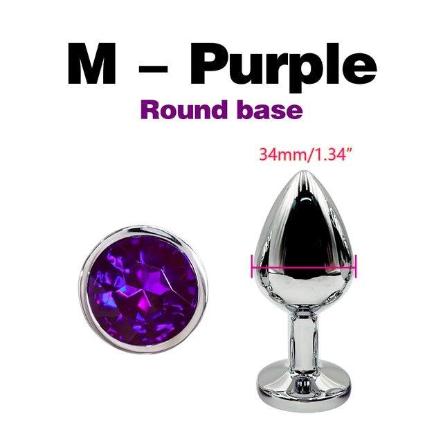 Luxury gem-based stainless steel anal plug arranged for display