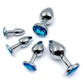 Metal anal plug with gem base in stainless steel finish for beginners and experts