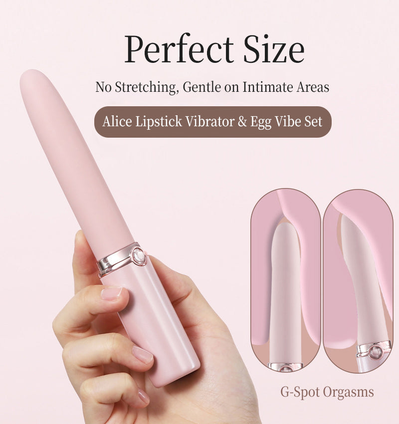 Alice Lipstick Vibrator & Egg Vibe Set，No Stretching, Gentle on Intimate Areas