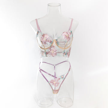 Embroidered Spliced Mesh Two-Piece Themed Costume Set, Fitted Tailored Outfit For Adult Role Play & Costume Gatherings