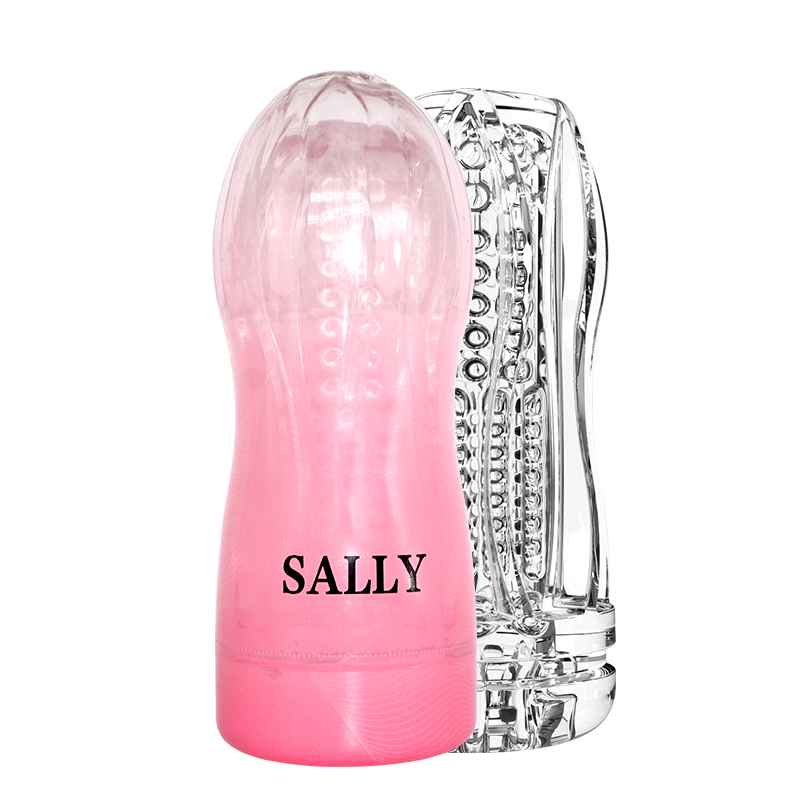 Exploded diagram of transparent telescopic male masturbator