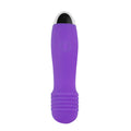 Close-up of compact wand massager showing soft silicone head