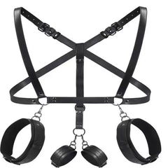 Vibrating Anal Hook BDSM Sex Bondage Sex Toys for Couple Adjustable Behind Back Handcuffs Bondage Restraints Set, Bed SM Adult Sex Game Play