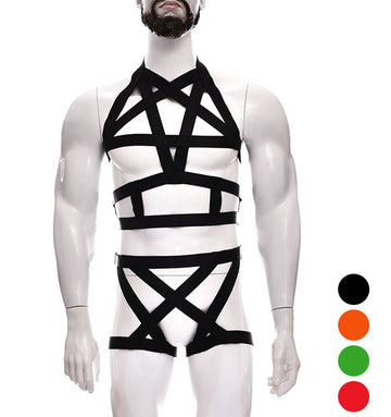 Men Sexy Hollowed Out Binding SM Confinement Erotic Split Set