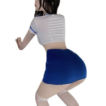 Plus‑Size Adult Role‑Play Outfit, Stewardess Uniform Set With Bodycon Mini Skirt, Adult Apparel