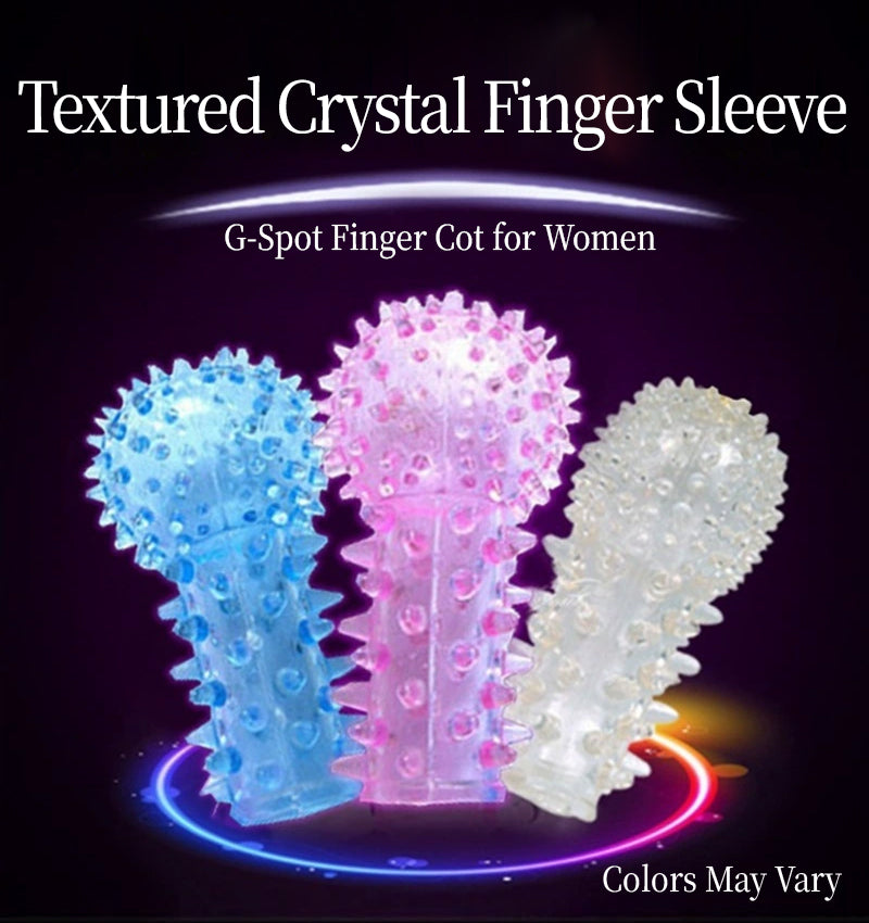Textured Crystal Finger Sleeve, G-Spot Finger Cot for Women, Bullet Vibrator Cap Cover